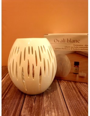 Brûle parfum Ovali blanc