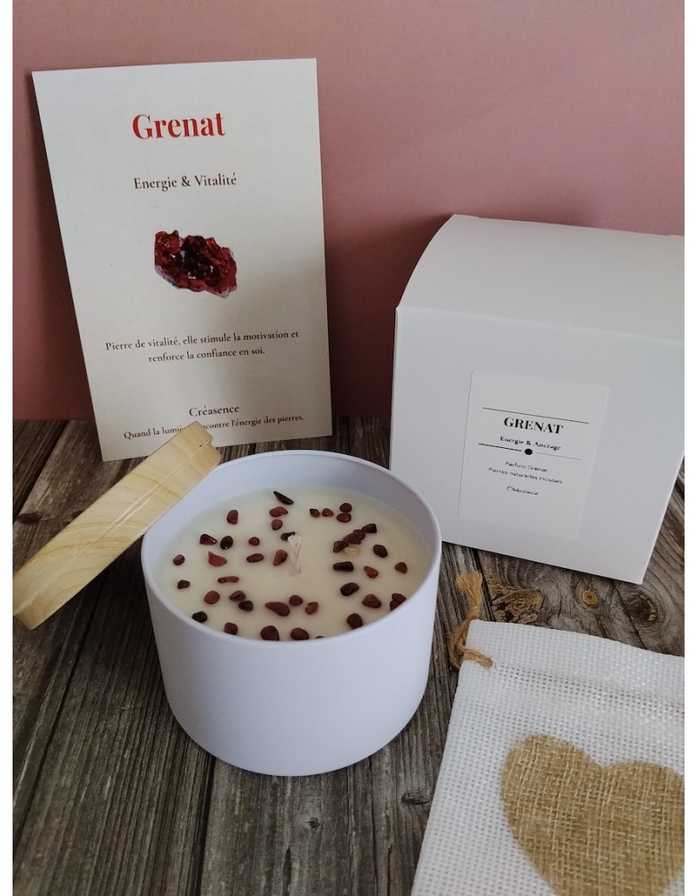 Bougie Lithothérapie Grenat