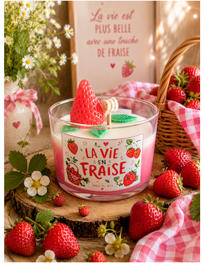 Bougie La vie en Fraise